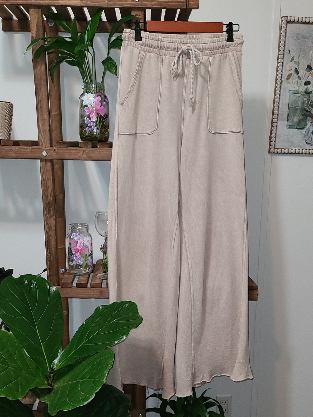 Three Bird Nest Relaxing Robin Wide Leg Pants In Taupe